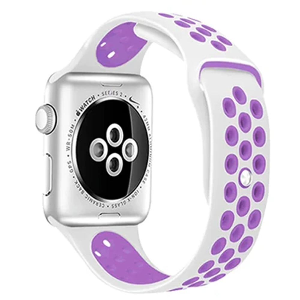 Apple Watch siliconen bandje wit paars - Smartphonica